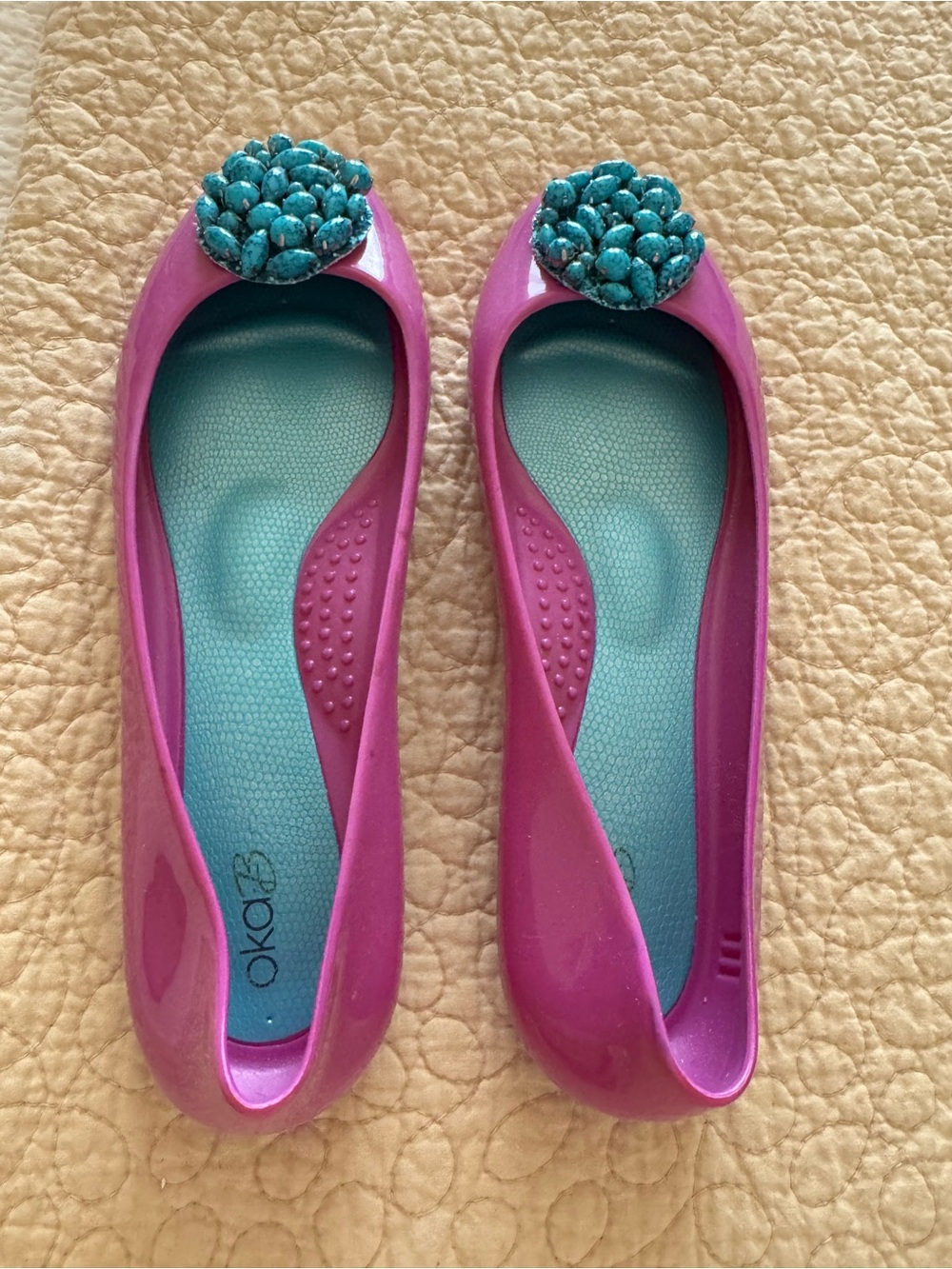OKA b. Magenta Flats with Turquoise Jewel Cluster